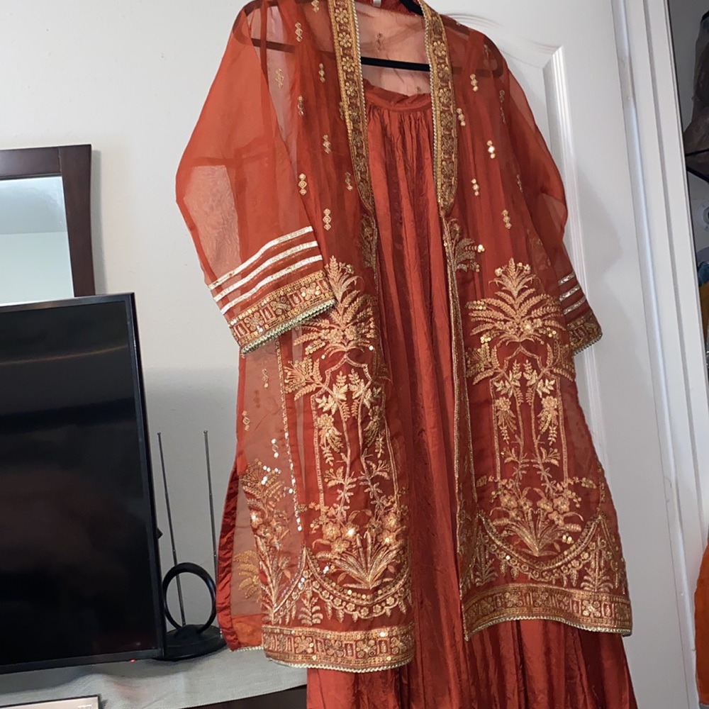 Pakistani Dress and Sheer Jacket